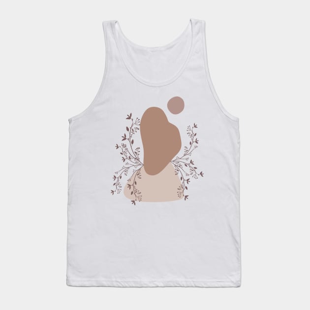 Minimal Boho Abstract Shapes Plants Warm Tones  Design Tank Top by zedonee